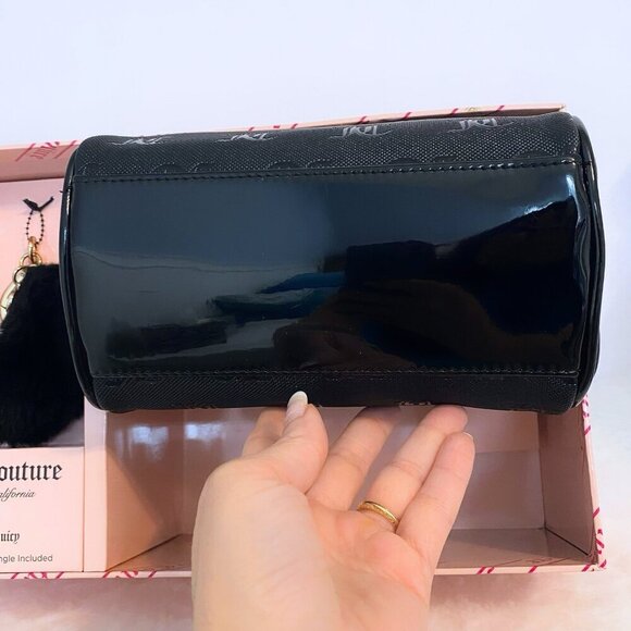 Juicy Couture Black Liquorice JC Logo Print Mini Speedy Bag & Heart Keychain NWT - Picture 6 of 6